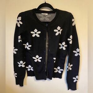Maurices Black Cardigan with White Floral Design Size XS